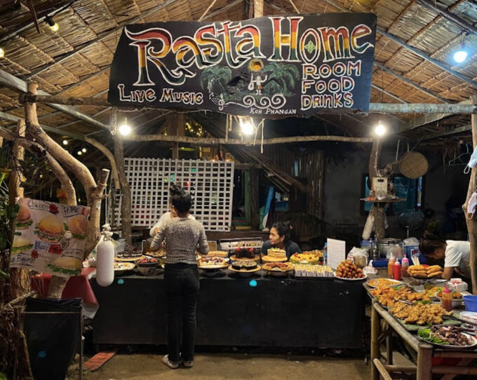 Food and drinks at the Rasta Home Bar in Koh Phangan.